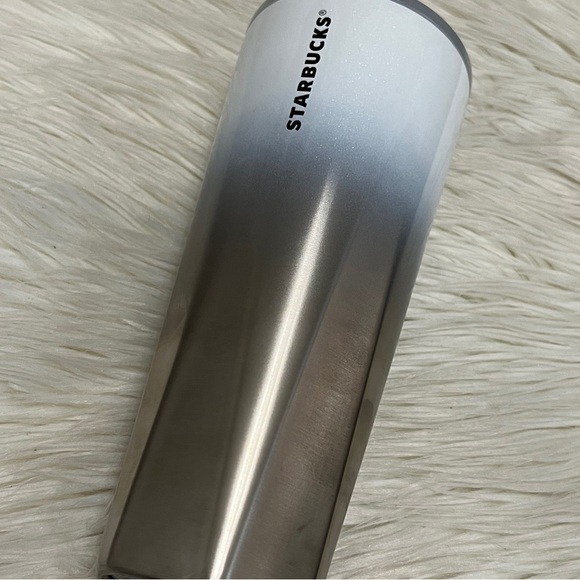 STARBUCKS White and Silver Stainless Steel Ombré Holiday Tumbler - Picture 5 of 7